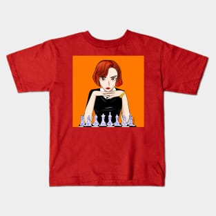 the amazing queen of the gambit in chess beth harmon Kids T-Shirt